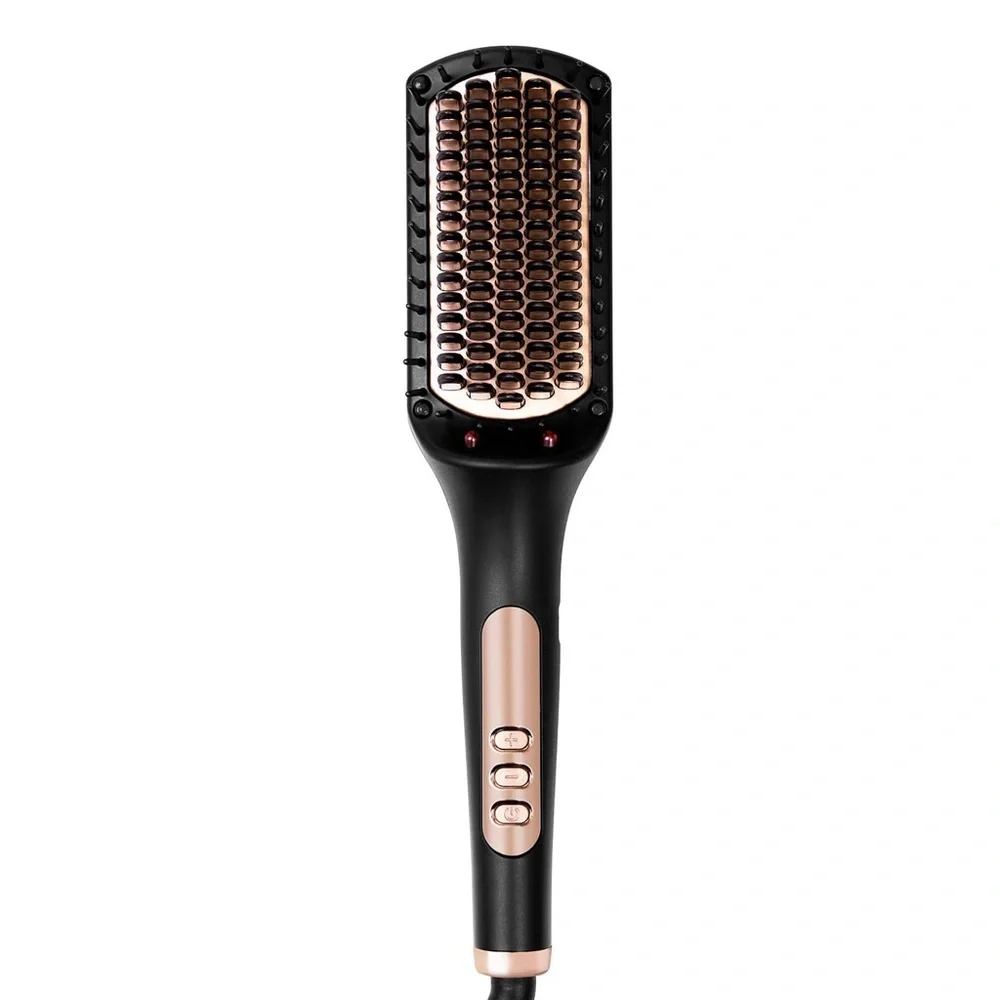 Hair Straightener Brush Ionic Fast Heating Hair Brush for Thick Hair Black Hair